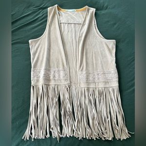Faux Suede Fringe Vest